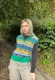 00S Y2K SIZE M CHUNKY KNITTED SWEATER VEST IN MULTI