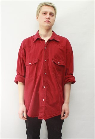 VINTAGE 90' AMAZING BEAUTIFUL CLASSIC SIMPLE RED SHIRT