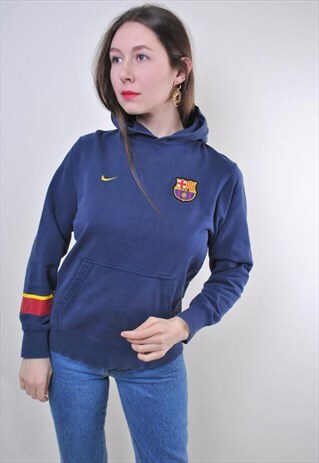 NIKE BLUE BARCELONA FOOTBALL TEAM HOODIE