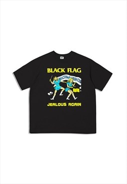 Black Black Flag Band Graphic cotton fans T shirt tee