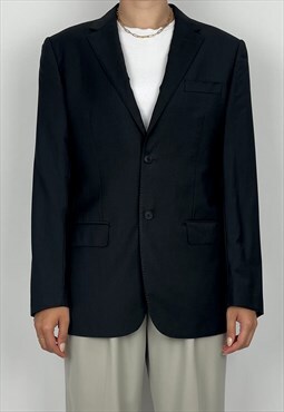Valentino Blazer Jacket Vintage 90s Black Wool Mens