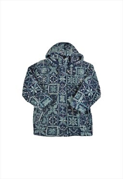 Vintage Brugi Fleece Jacket Retro Pattern Blue Ladies Medium