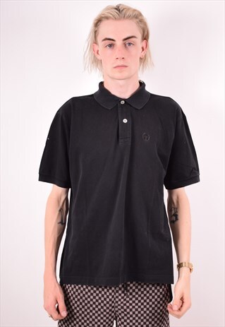 SERGIO TACCHINI MENS VINTAGE POLO SHIRT LARGE BLACK 90S