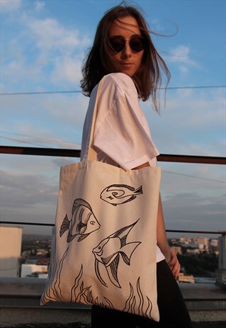 'UNDERSEA' HAND PAINTED TOTE BAG