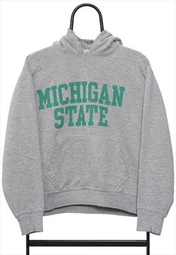 Vintage Michigan State NCAA Spellout Grey Hoodie Womens