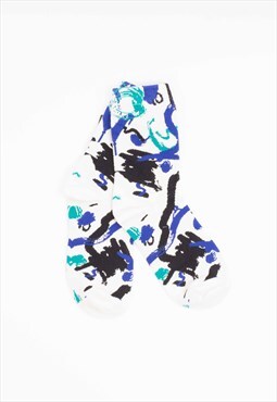 New Blue and White Abstract Pattern Pair Of Socks