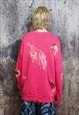 RIPPED TIE-DYE SWEATER GRADIENT BLEACHED JUMPER IN PINK