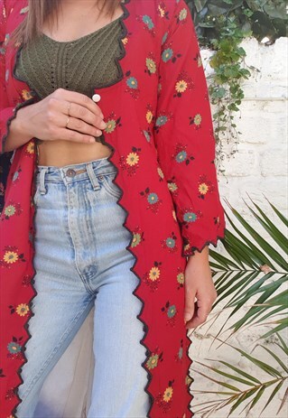 VINTAGE HANDMADE BOHO FESTIVAL FLORAL DUSTER