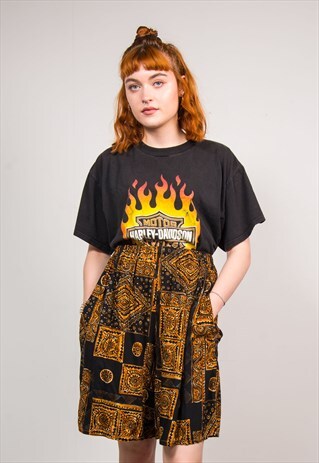 90'S VINTAGE ABSTRACT CRAZY PATTERN SHORTS CULOTTES