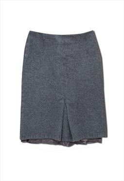 Vintage grey wool midi skirt with front slit