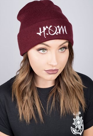 HOM LOGO MAROON BEANIE