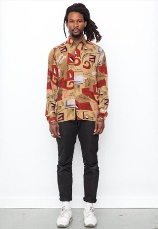 VINTAGE 90'S PATTERNED AZTEC INCA COTTON SHIRT