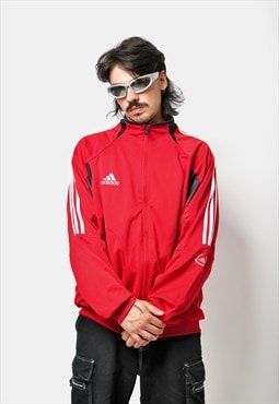 Y2K Adidas track jacket red colour Men's vintage 2000s 00s