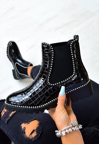 croc chelsea ankle boots