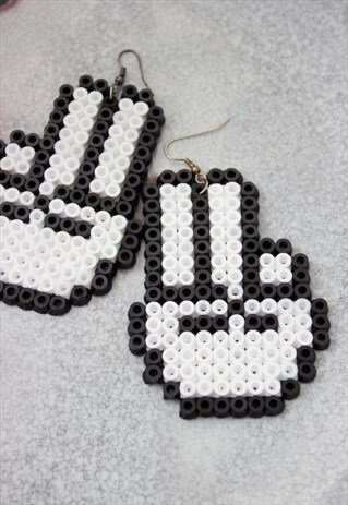 PEACE SIGN HANDMADE HAMA BEADS EARRINGS
