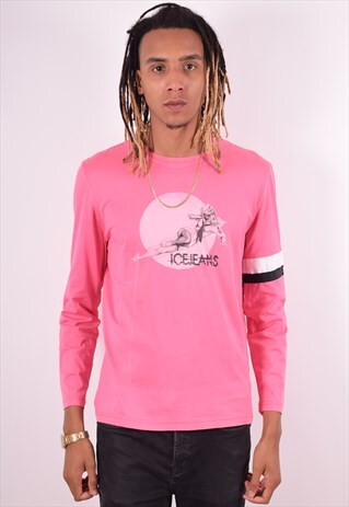 ICEBERG MENS VINTAGE TOP LONG SLEEVE MEDIUM PINK 90S