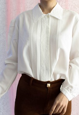 Vintage Blouse Long Sleeves Lace Collar T904