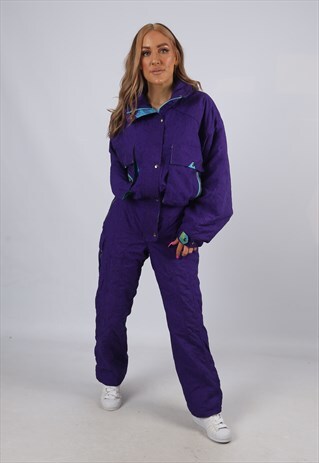 VINTAGE FULL SKI SUIT SNOW SPORTS UK 10 - 12 S M (A9F)