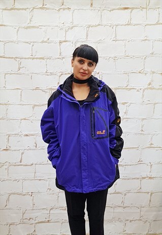 VINTAGE JACK WOLFSKIN TEXAPORE WATERPROOF JACKET BLUE/BLACK
