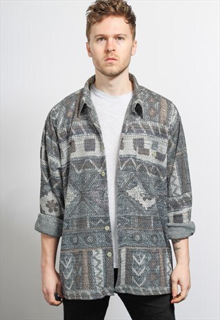 VINTAGE AZTEC PATTERNED SHIRT