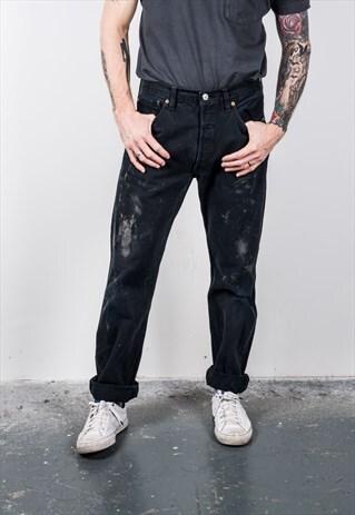 VINTAGE DARK BLUE LEVI'S 501 PAINT JEANS