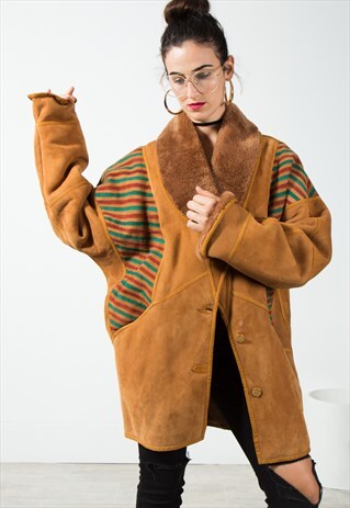 VINTAGE SUEDE SHEEPSKIN COAT / S121