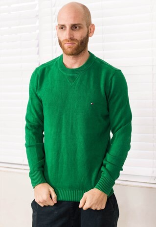 VINTAGE TOMMY HILFIGER SWEATER JUMPER LOGO 90S S 15.5
