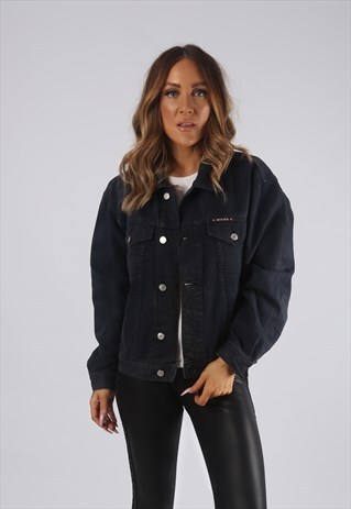 VINTAGE DENIM JACKET OVERSIZED FITTED UK 14 LARGE (R2B)