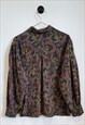 VINTAGE 80S PAISLEY ABSTRACT CRAZY PRINT BLOUSE SIZE 16-18 
