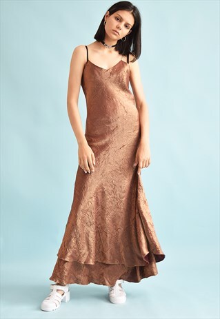90'S RETRO KITSCH SHIMMER MAXI EVENING DRESS