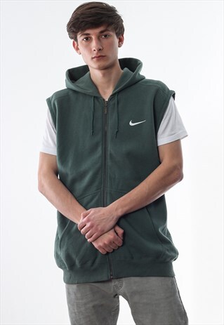 VINTAGE NIKE GILET HOODIE SLEEVELESS 90S GREEN