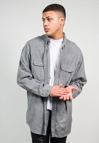 VINTAGE FLANNEL SHIRT PLAIN GREY