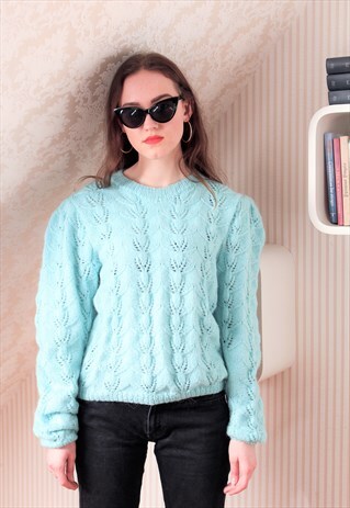 HANDMADE MINT GREEN KNITTED JUMPER SWEAT