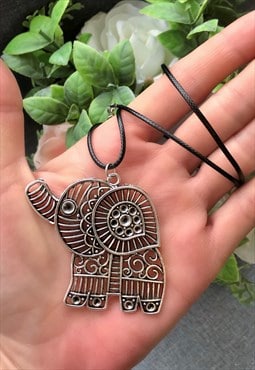 Black Cord Elephant Necklace