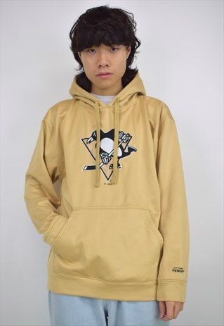VINTAGE 90S BEIGE PENGUIN HOCKEY HOODIE