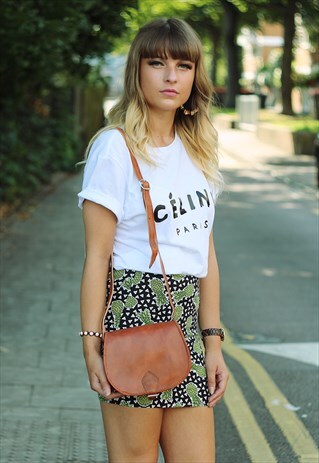 LEATHER ROUND SATCHEL SADDLE BAG IN TAN BROWN