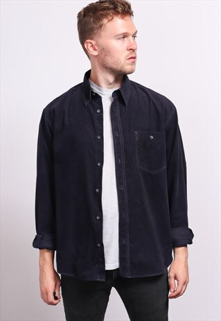 VINTAGE CORDUROY CORD SHIRT BLUE