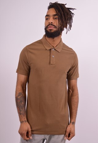 TIMBERLAND MENS VINTAGE POLO SHIRT MEDIUM BROWN 90S