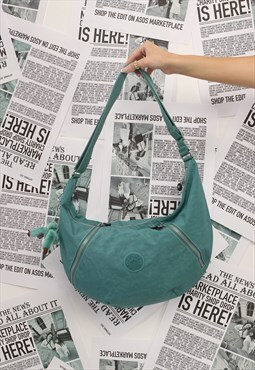 Teal Green Crossbody Shoulder Bag Soft Canvas