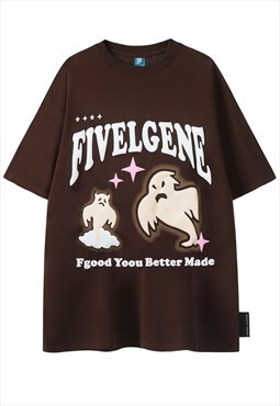 Ghost t-shirt solid creepy tee grunge top in vintage brown