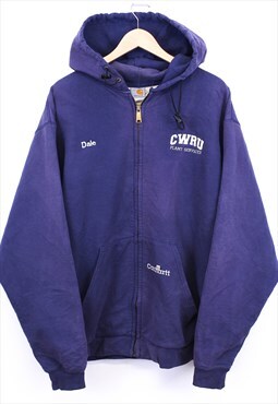Vintage Carhartt Hoodie Purple Zip Up With Chest Logos 90s