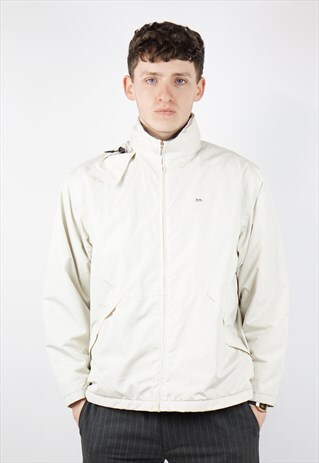 VINTAGE LACOSTE CREAM FLEECE LINED JACKET