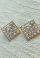 Gold Square Faux Pearl  Resin Studded Earrings