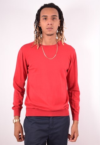 ARMANI JEANS MENS VINTAGE JUMPER SWEATER LARGE RED 90S