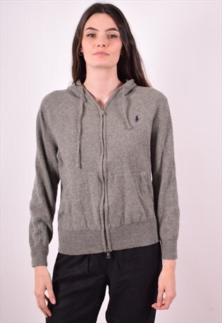 POLO RALPH LAUREN WOMENS VINTAGE HOODIE JACKET LARGE GREY 90