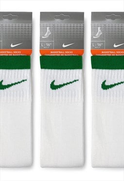 Vintage Nike cotton socks with green swoosh 