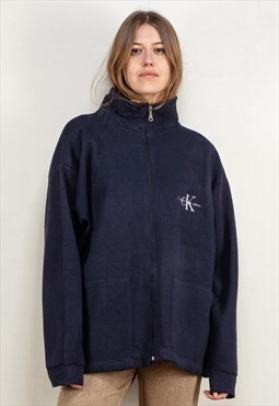 Vintage 90's Women Calvin Klein Fleece Jacket in Blue