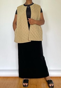 Vintage Y2K Tan Quilted Vest (2X) 