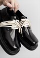 SQUARE TOE HIGH FASHION SHOES FAUX LEATHER BOOTS IN BLACK