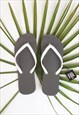 Naked Two Tone Silver Grey Flip Flops With White Straps
